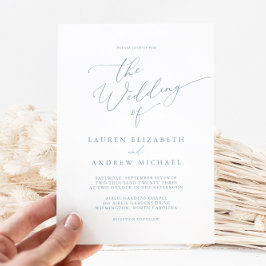 Convite Simples De Casamento Elegante Dusty Blue