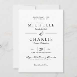 Convite Simples De Casamento Elegante E Minimalist