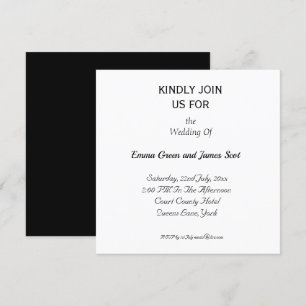 Convite Simples De Casamento Elegante  Quadrado