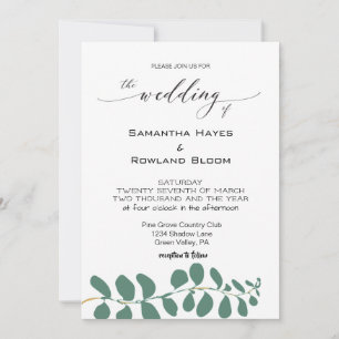 Convite Simples De Casamento Eucalyptus