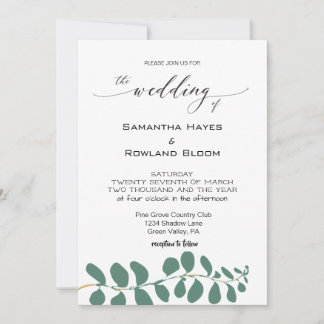 Convite Simples De Casamento Eucalyptus