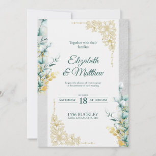 Convite Simples de Casamento Floral Branco
