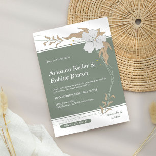 Convite Simples De Casamento Floral Elegante