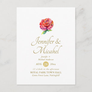 Convite Simples De Casamento Floral Moderno De Ros