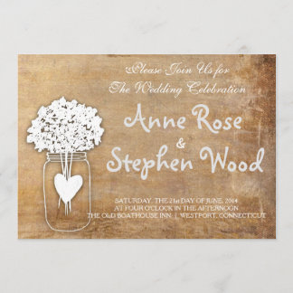 Convite Simples de Casamento Mason Jar Canvas