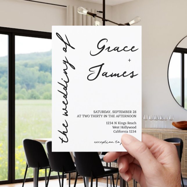 Convite Simples De Casamento Minimalista Manuscrit (Simple Handwritten Minimalist Wedding Invitations from Ricaso. Modern black and white invites)