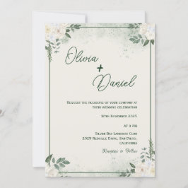 Convite Simples de Casamento Minimalista Verde