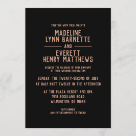 Convite Simples de Casamento Moderno e Rosa Dourad