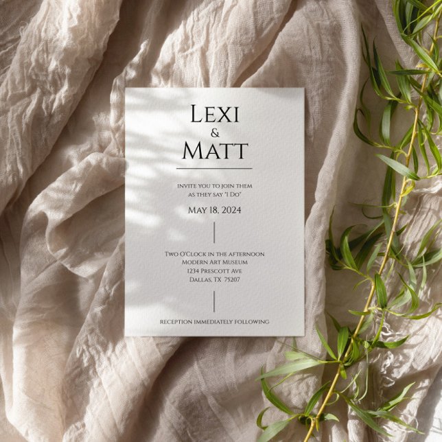 Convite Simples de Casamento Moderno Preto e Branc (Criador carregado)