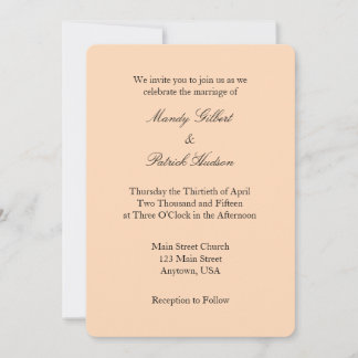 Convite Simples De Casamento Peach Black Plain