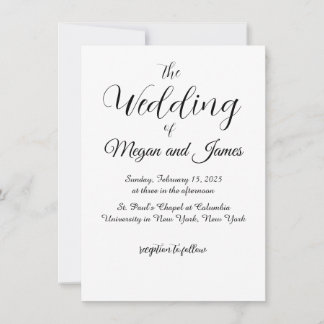 Convite Simples de Casamento Preto e Branco