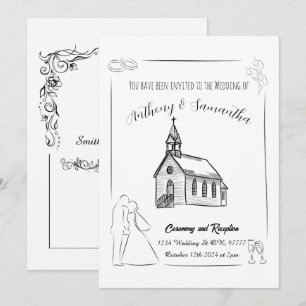 Convite Simples de Casamento Preto e Branco