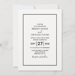 Convite Simples de Casamento Preto e Branco Minima