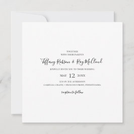 Convite Simples De Casamento Quadrado De Elegante