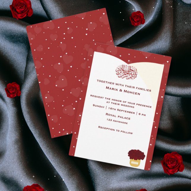 Convite Simples de Casamento Romântico de Coração  (Criador carregado)