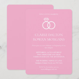 Convite Simples De Casamento Rosa