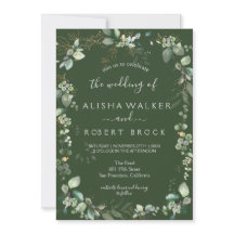 Convite Simples de Casamento Verde e Branco