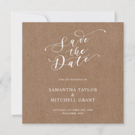 Convite Simples de Data de Casamento em Kraft Rúst