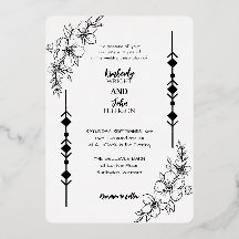 Convite Simples De Foil De Casamento Chic