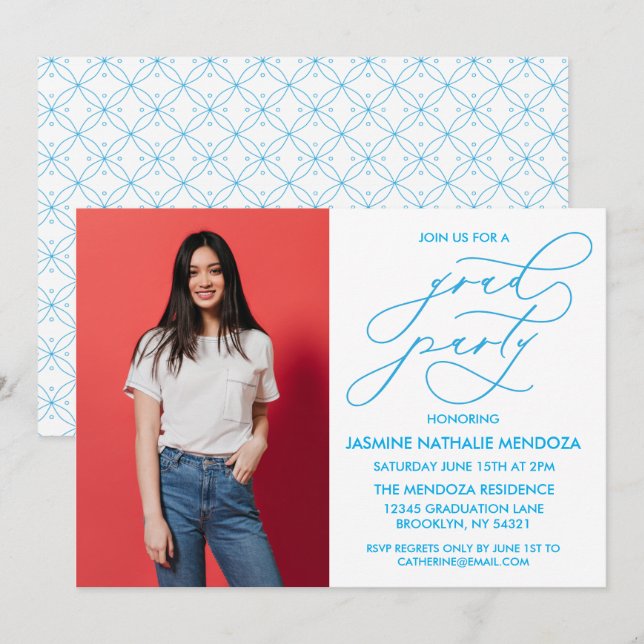 CONVITE SIMPLES DE GRADUAÇÃO DE CALLIGRÁFICO WHIMS (Frente/Verso)