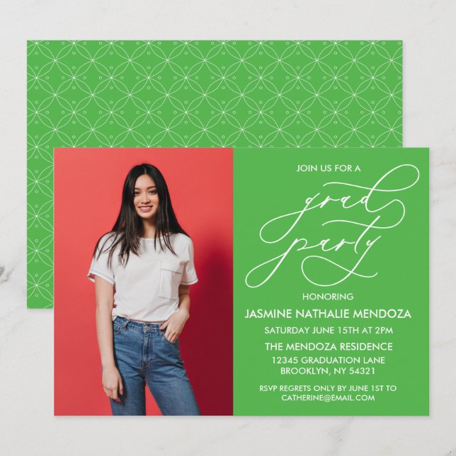 CONVITE SIMPLES DE GRADUAÇÃO DE CALLIGRÁFICO WHIMS (Frente/Verso)