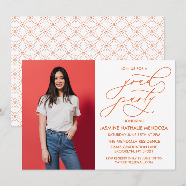 CONVITE SIMPLES DE GRADUAÇÃO DE CALLIGRÁFICO WHIMS (Frente/Verso)