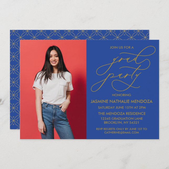 CONVITE SIMPLES DE GRADUAÇÃO DE CALLIGRÁFICO WHIMS (Frente/Verso)