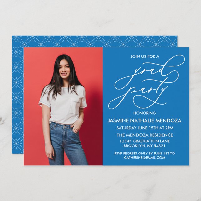 CONVITE SIMPLES DE GRADUAÇÃO DE CALLIGRÁFICO WHIMS (Frente/Verso)