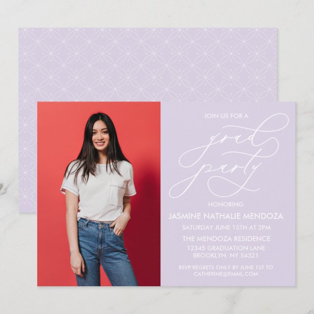 CONVITE SIMPLES DE GRADUAÇÃO DE CALLIGRÁFICO WHIMS (Frente/Verso)