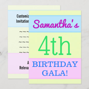 Convite Simples, divertimento "4o GALA do ANIVERSÁRIO!"