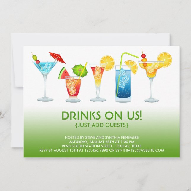 Convite Simples Do Partido Cocktail (Frente)