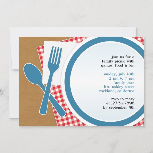 Convite Simples do Partido de Saída do Picnic (Frente)