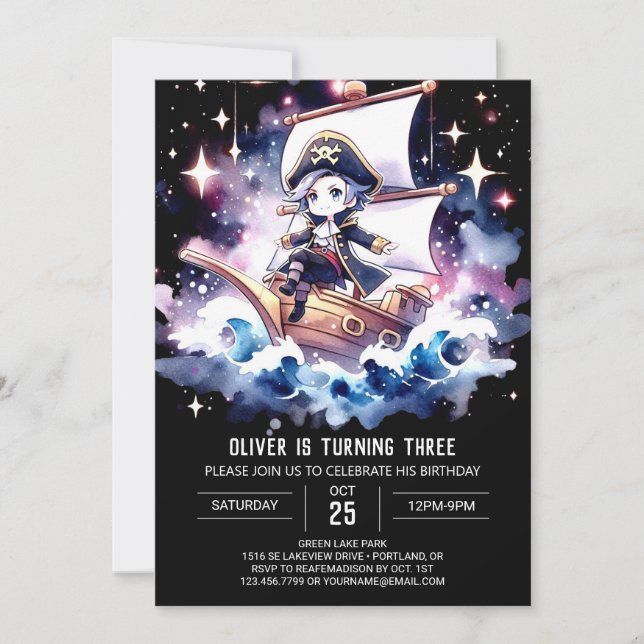 Convite Simples Dreamate Pirate Birthday (Frente)