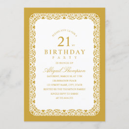 Convite Simples e Clássico Elegante de aniversário de 21 a