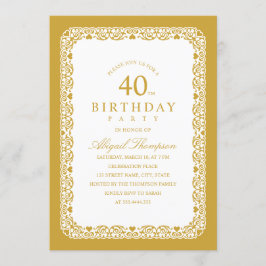 Convite Simples e Clássico Elegante de aniversário de 40 a