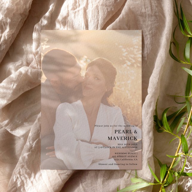 Convite Simples e elegante 2 fotos chic Black White (Criador carregado)