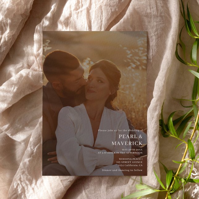 Convite Simples e elegante 2 fotos do casamento branco-chi (Criador carregado)