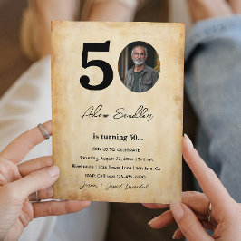Convite Simples e elegante 50ª Festa de aniversário