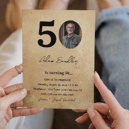 Convite Simples e elegante 50ª Festa de aniversário rustic