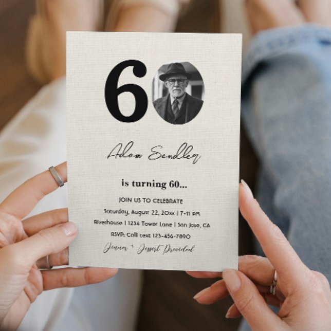 Convite Simples e elegante 60ª Festa de aniversário Canva (Criador carregado)