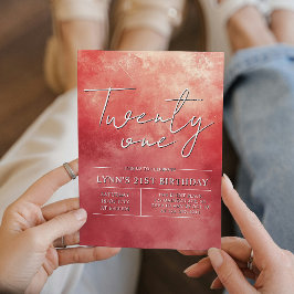 Convite Simples e elegante aniversário de 21 anos vermelho