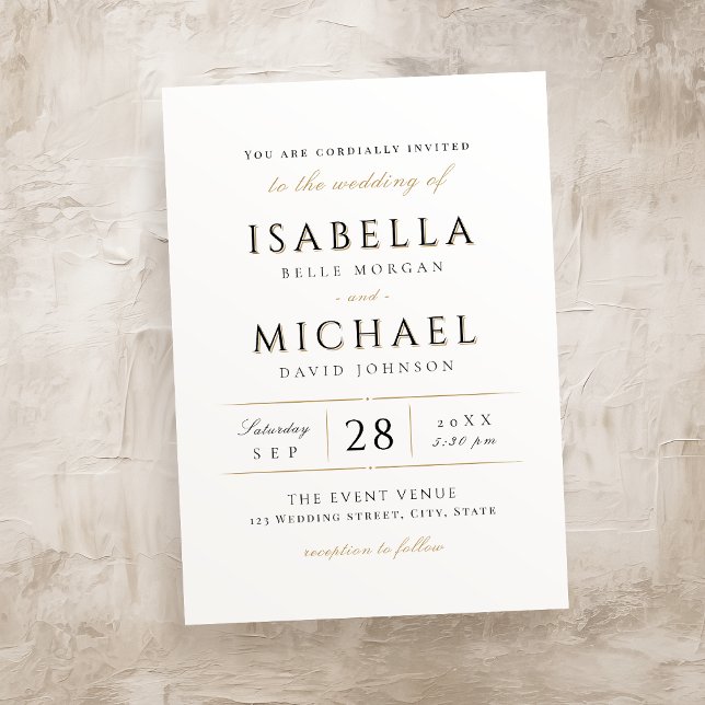 Convite Simples e elegante casamento de luxo, Invita (Simple elegant modern classy Luxury wedding Invita Invitation)