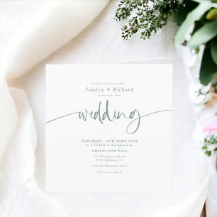 Convite Simples e elegante guião de casamento verde modern