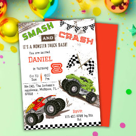 Convite Simples e fofo garoto de caminhão moderno 8 anos