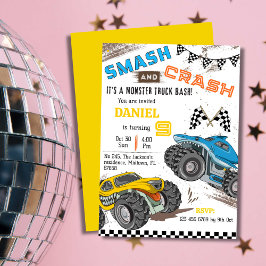 Convite Simples e fofo garoto de caminhão moderno 9º anive