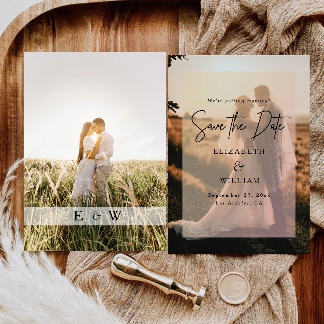 Convite Simples e Moderno Casamento de Sobreposição de Fot (Criador carregado)