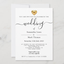 Convite Simples e Moderno Dourado artigo de casamento card