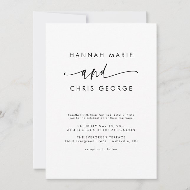 Convite Simples E Moderno Para Casamento (Frente)