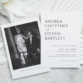 Convite Simples e Sofisticado Casamento Preto e Branco Fot
