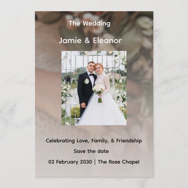 Convite Simples e Sofisticado para Casamento  (Frente)